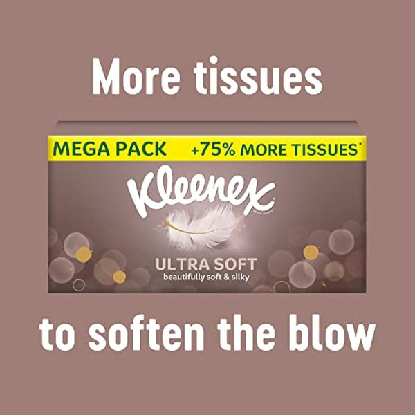 Kleenex® Ultra Soft Tissues Mega Pack - 1,344 Sheets (12 Boxes x 112 Sheets) -– Beautifully Soft and Silky Tissues
