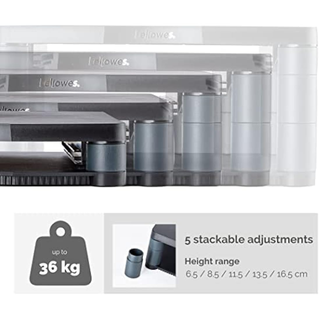 Fellowes Premium Height Adjustable Monitor Stand , Black