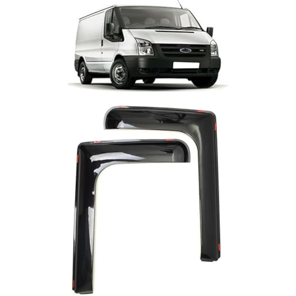 ROBUST 2 Pcs Front Wind Rain Smoke Deflectors L Shape Black Left & Right Set for Ford Transit Mk6 Mk7 2000-2013