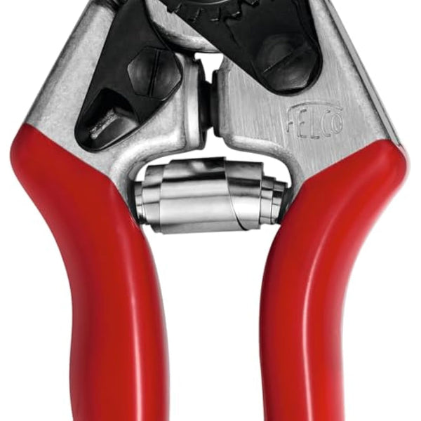 FELCO 2 Pruning Secateurs – 25 mm Cutting Diameter, for Large Hands, 215 mm Length, with Sap Groove, Straight Handles, Red