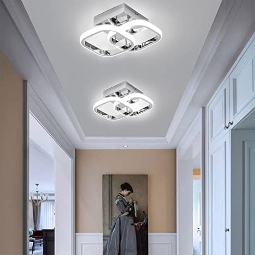 EIDISUNY Light Fittings Ceilings Square Concise Nordic Chrome Ceiling Light for Kitchen Bedroom Study Room Corridor Ceiling Lights Cool White Light 22W