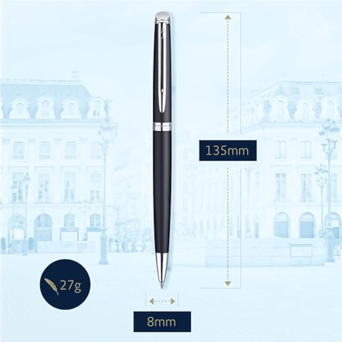 Waterman Hémisphère Ballpoint Pen | Matte Black with Chrome Trim | Medium Point | Blue Ink | Gift Box