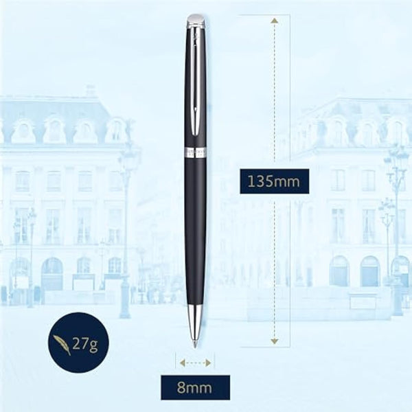 Waterman Hémisphère Ballpoint Pen | Matte Black with Chrome Trim | Medium Point | Blue Ink | Gift Box