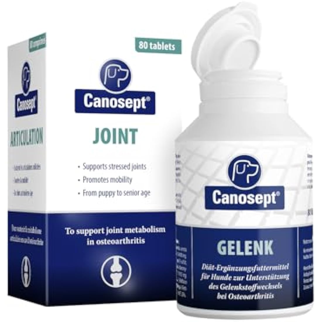 Canosept dog joint tablets - Joint Care for dogs - Unique formula: With green lipped mussel for dogs, glucosamine, omega 3 for dogs - hip and joint care for dogs - Excellent acceptance - 80 tablets