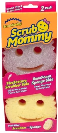 Scrub Daddy Scrub Mommy Cleaning Sponges - Dual Sided Non Scratch Sponge Scourers, Smiley Kitchen Sponges for Dishwashing & Bathroom, FlexTexture Dish Scrubber Sponge, Violet Twin Pack