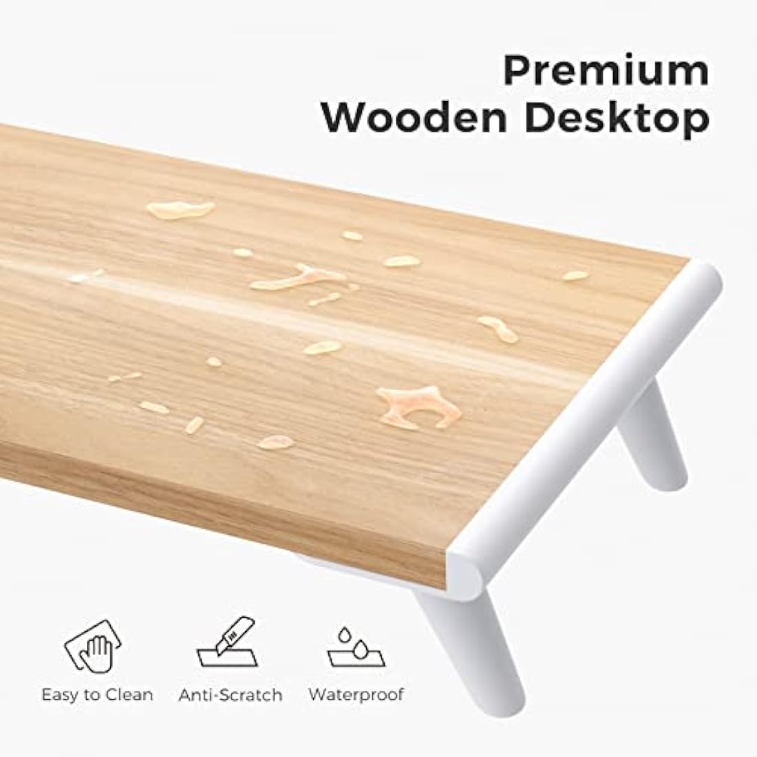 loukin Monitor Stand Riser for Desk, 22.4" x 8.3" Larger Computer Stand for Laptop, PC, Printer, Sturdy Desktop Computer Shelf with Non-Skid Rubber, Home Office, Natural