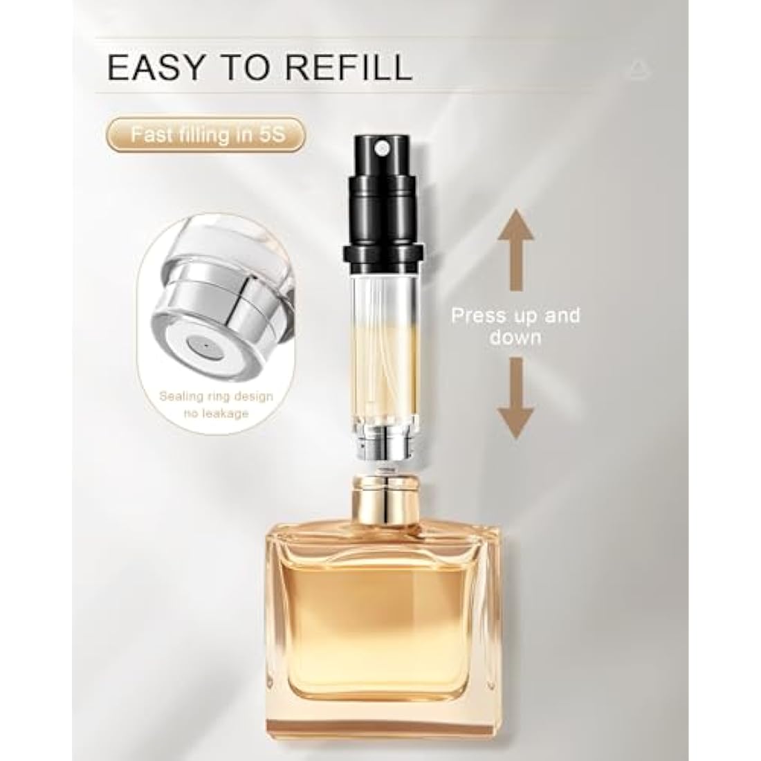 BRARIOS Perfume Atomiser Refillable, Travel Size Portable Atomiser Spray,Mini Empty Perfume Bottle,Leak Proof Cologne Dispenser for Women and Men,5ml(Z-Black)