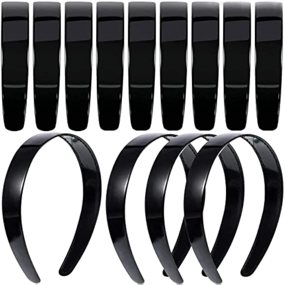 20 Pack 1 Inch Black Plain Craft Plastic Headbands with Teeth Plastic DIY Hair Accessories Headbands Headwear