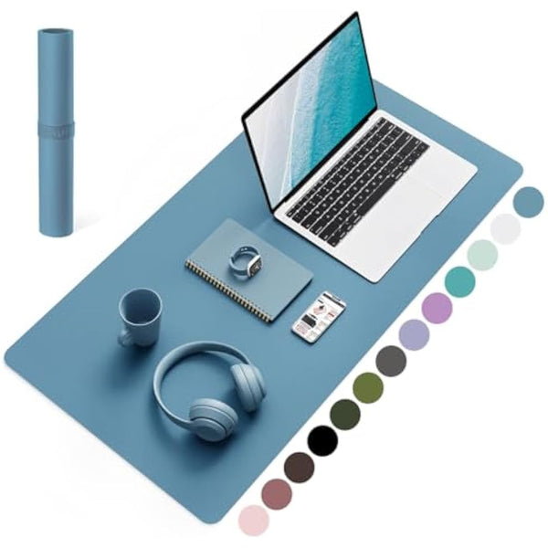 YSAGi Non-Slip Desk Pad, Waterproof PVC Leather Desk Table Protector, Ultra Thin Large Mouse Pad, Easy Clean Laptop Desk Writing Mat for Office Work/Home/Decor (80 x 40 cm, Azure)