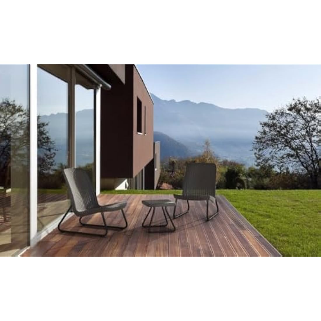 Keter Rio Patio Set, Table and Chairs - Graphite/Grey