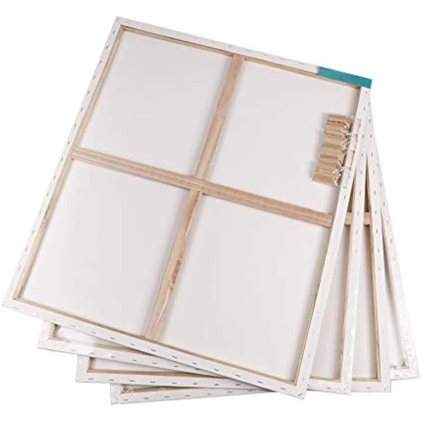 Exerz 70x80cm Stretched Canvas 4pk - Artist Framed Canvas 280GSM 1.7cm Thickness/ 100% Cotton/Blank/Triple Primed/Acid Free/Medium Grain