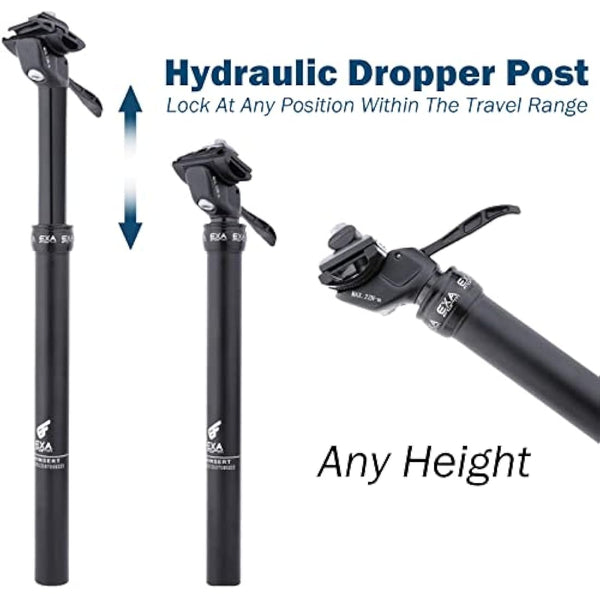 EXA Form Upgraded Speed Up 27.2mm/30.9mm/31.6mm Cable-Less Hydraulic Dropper Seatpost, 100mm/120mm/125mm/150mm Travel Dropper Post for MTB/E-Bike/Road Bike