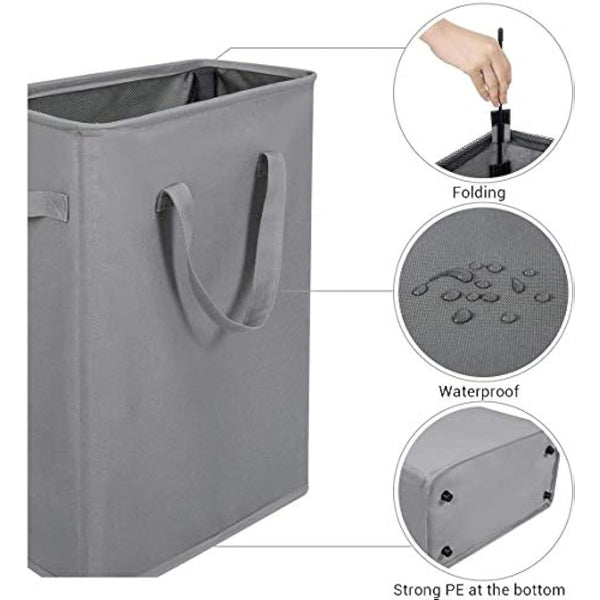 Chrislley Slim Laundry Basket Small Laundry Hamper Foldable Washing Basket Collapsible Laundry Bag Narrow Laundry Bin with Handle