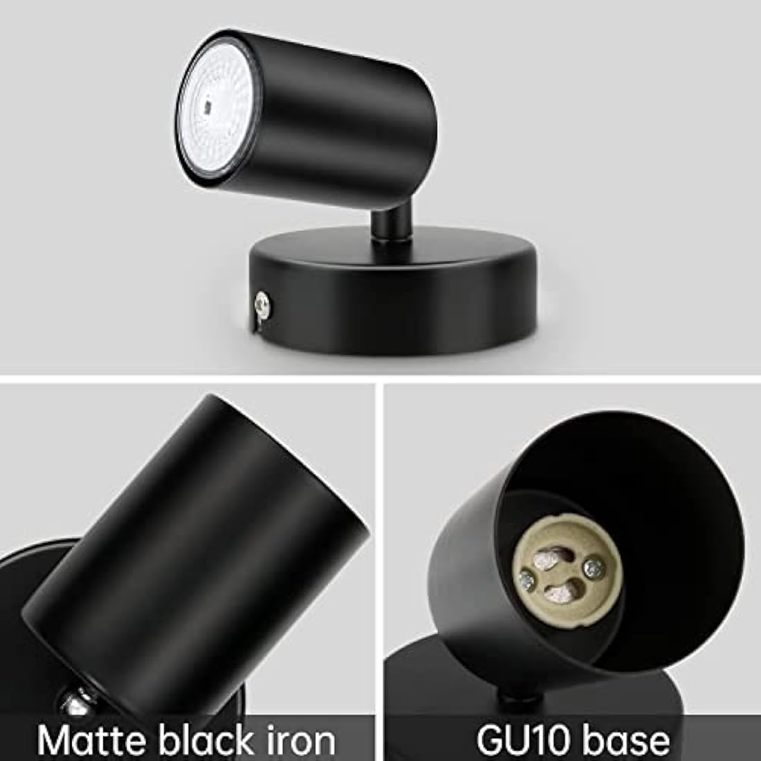 Dehobo Wall Light Spotlight Indoor in Matt Black Adjustable Spot Light with GU10 Socket LED 6W Compatible Industrial Ceiling Wall Spot Light 2 Pack for Kitchen Lounge Bedroom Dining Room
