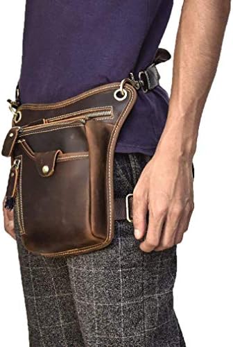 Xieben Leather Drop Leg Bag for Men Women Motorcycle Bike Riding Cycling Multi-Purpose Thigh Waist Fanny Pack Bum Pocket Hiking Sports Camping Pouch Brown
