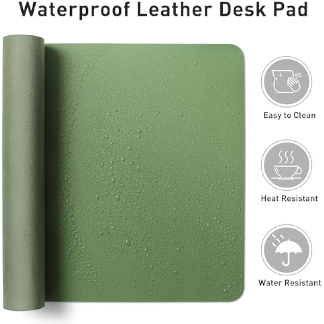 Aothia Leather Desk Pad, Large Non-Slip Laptop Mat, Waterproof PU Leather Table Mat for Office and Home (60cmX35cm, Olive Green)