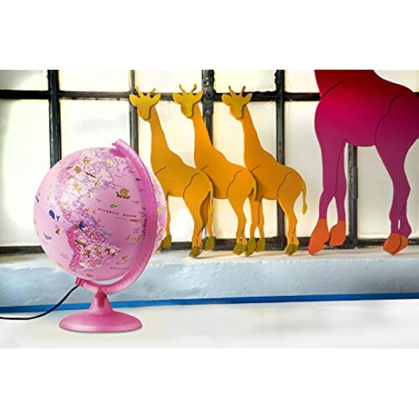 Tecnodidattica Zoo Illuminated Children's Globe - 25 cm, Pink