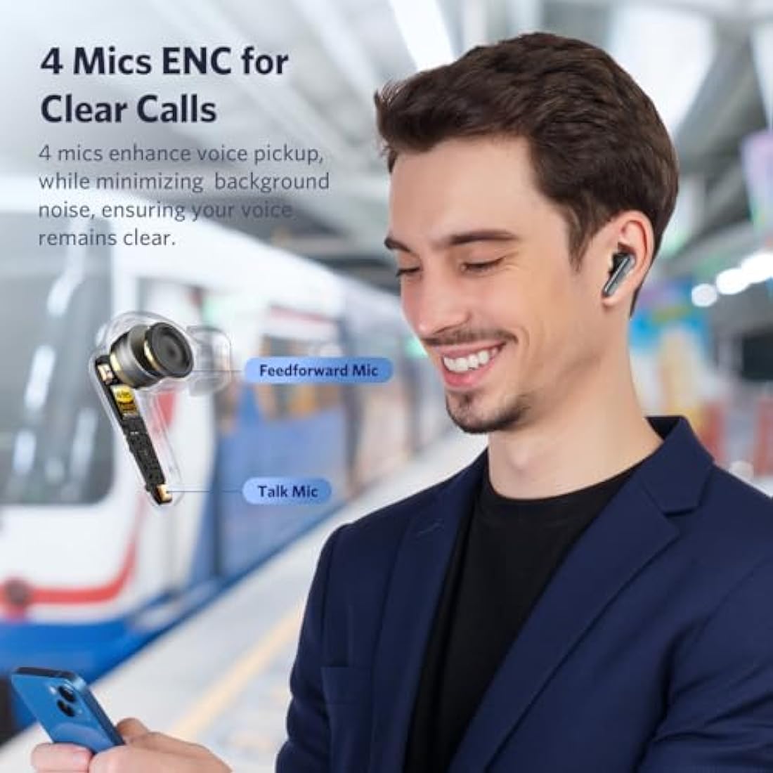 EarFun Air 2 Wireless Earbuds, Bluetooth 5.3 Earphones with Hi-Res Sound, LDAC Codec, 10mm Wool Drivers, Multipoint Connection, 4 Mics ENC Clear Calls, IPX7 Waterproof, App Customization, 40H Playtime