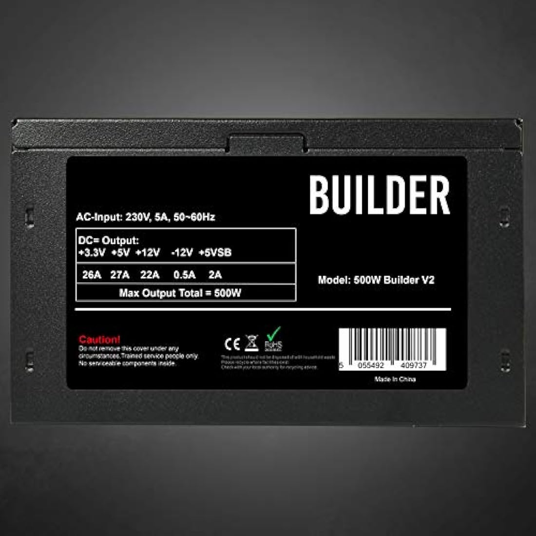 CiT Builder 500W Power Supply, Non Modular, PPFC, 70% Efficiency, 12cm Cooling Fan, An Excellent Entry Level Power Supply, No Power Cable Included | Black