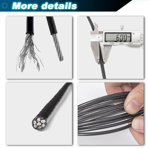 BBYPP Fitness Pulley Cable 25m, Replacement Gym Cable for Pulley Machine, Steel Cable 2 Inch Thick (25m)