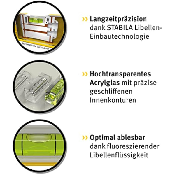 Stabila 81s Level 25cm/10in 1500 Aluminium without Rare-earth magnet system, Non-magnetic , Multicolor