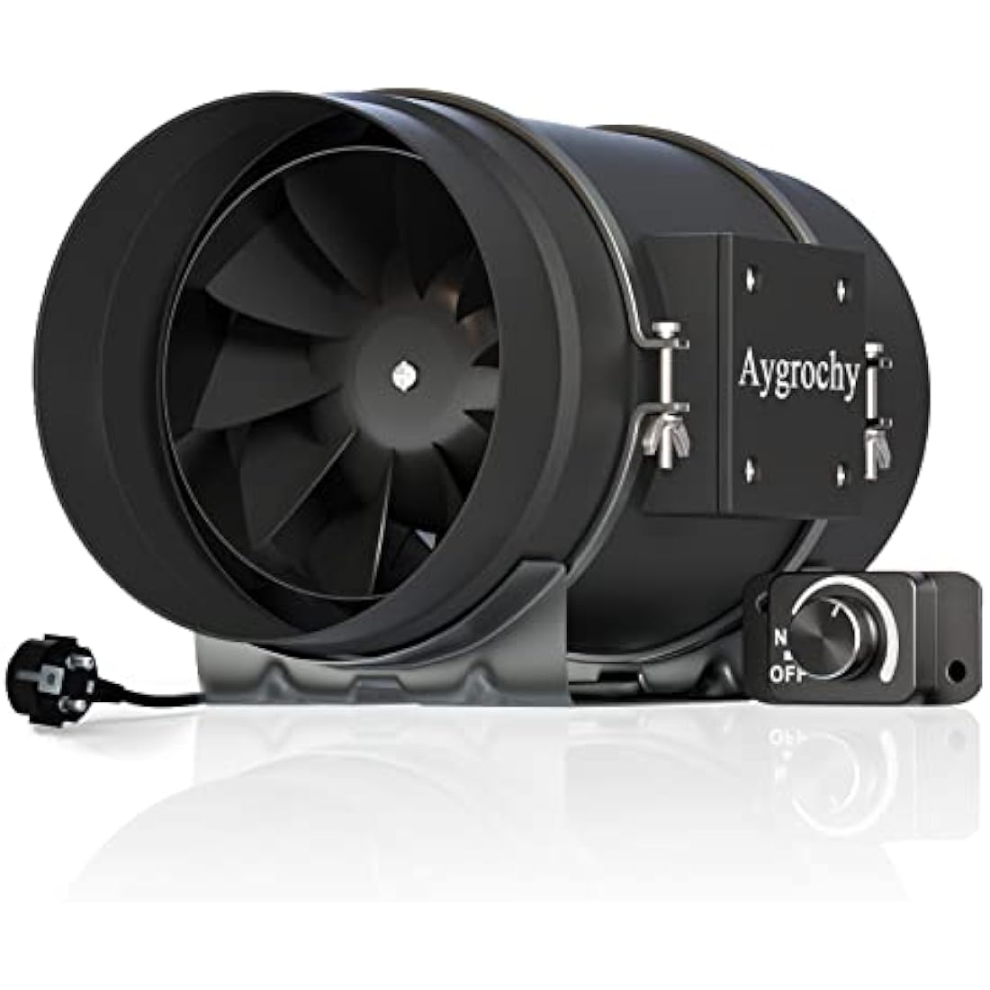Aygrochy Quiet 8” Inline Duct Fan with 0-100% Variable Speed Controller - Ventilation Exhaust Fan Using for Heating Cooling Booster, Grow Tents, Hydroponics,Home use Ventilation and Exhaust Blower.