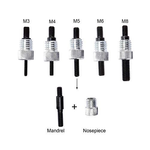 Toprema 126pcs Rivet Nut Tool Kit Set Blind Rivet Nut Hand Riveter Gun Wrench Threaded Insert Rivnut Nutsert M3/M4/M5/M6/M8
