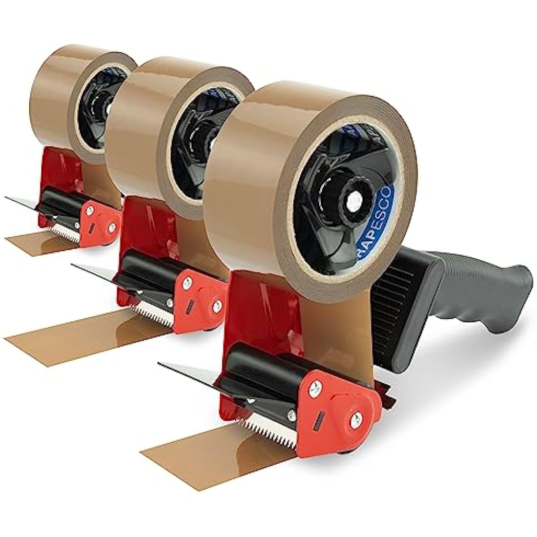 Rapesco 1742 Business Pack: 3 Germ-Savvy Antibacterial 960 Tape Dispensers and 3 Brown Packing Tapes