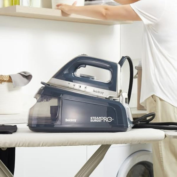 Beldray BEL01137TT Titanium Steam Surge Pro Iron – Steam Station with XL 1.2L Water Tank, Steam Iron with Ceramic Soleplate, Variable Temperature Control, Locking System, Anti-Calc Function, 2400 W