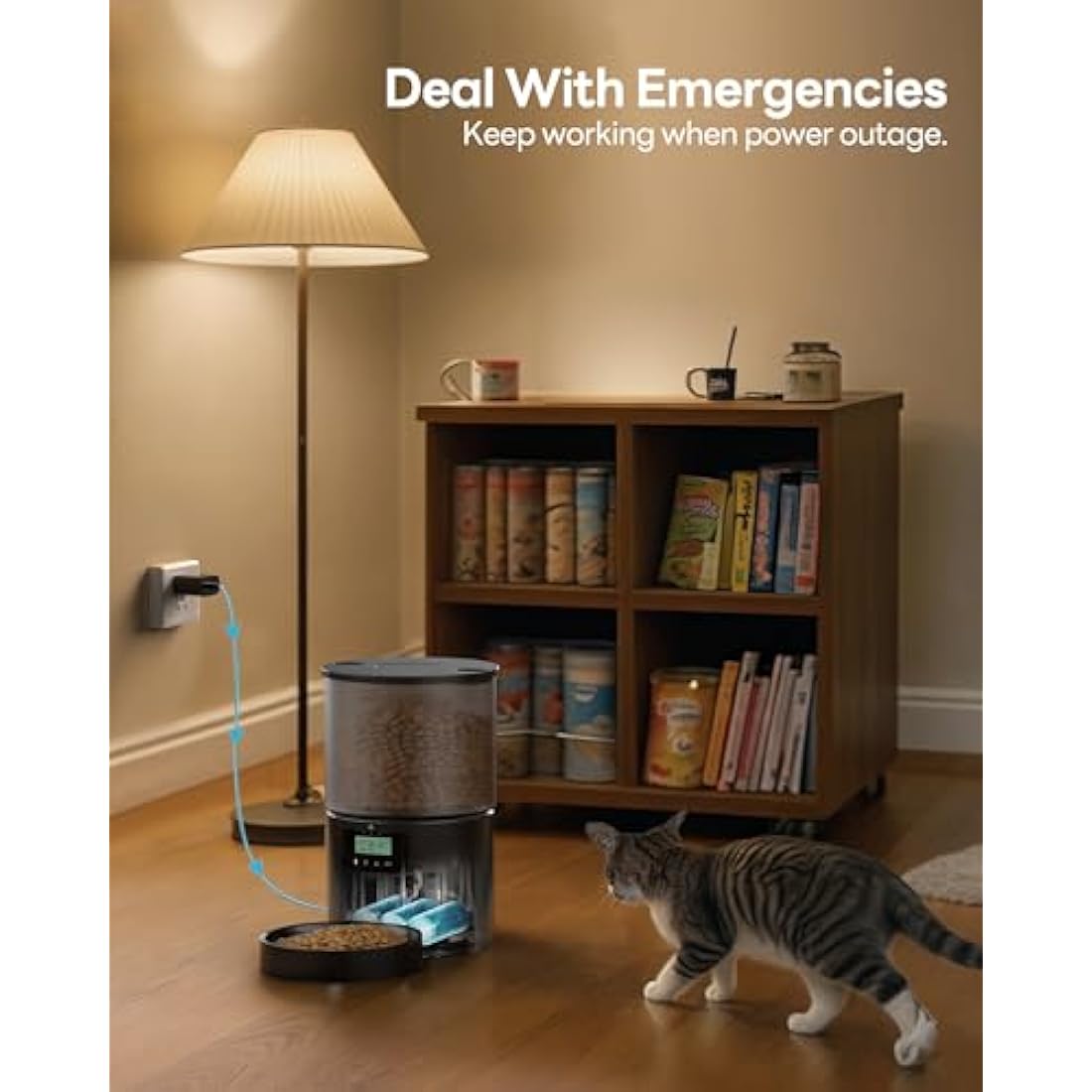 Automatic Cat Feeder Cat Food Automatic with Feeding Program Timer - 6L Feeding Bowl with Automatic Feeder - Dry Food Dispenser Automatic for Cats and Dogs Black - 10s Call for Eating