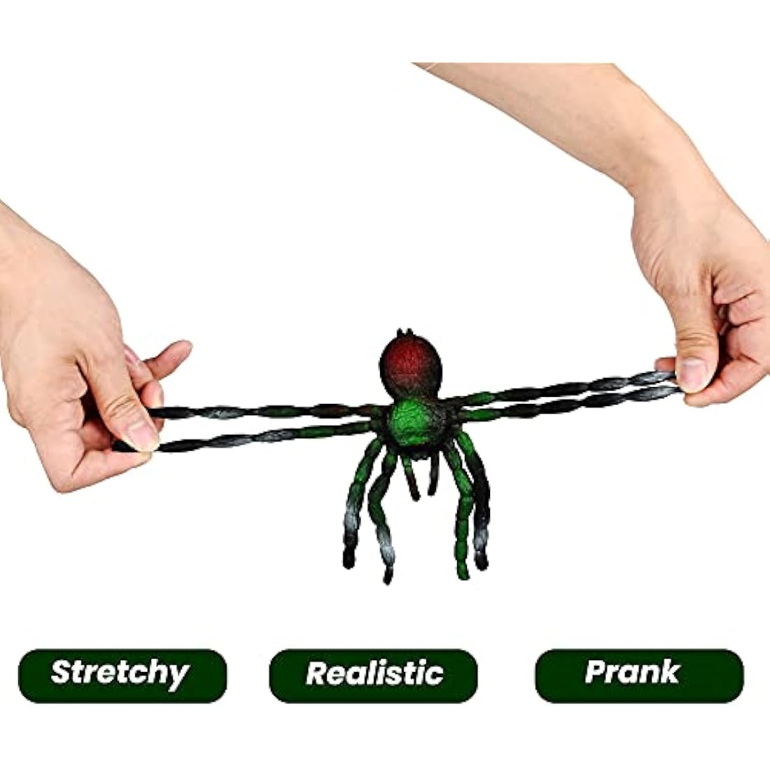 BOHS Rubber Jiggly Spider - Stretch & Squeeze - Realistic Big Soft Stretchy - Halloween Squishy Toy - Prank Bugs