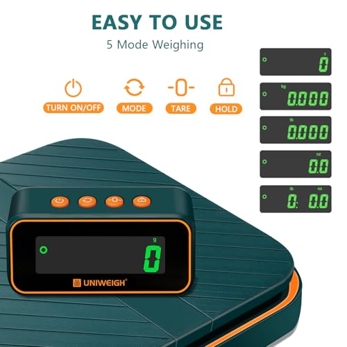 UNIWEIGH Digital Postal Scales for Packages,86lb/0.1oz Shipping Parcel Scale-Hold and Tare Function,Postage Scale,Mail Scale Fold up Holder,Package Scale,LCD Display,Includes Batteries & USB-C Cable