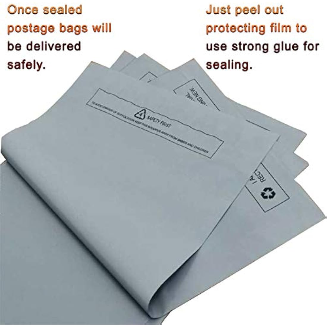 Large 10x Grey Mailing Bags 17” x 22” Polythene Self Seal Big Plastic Envelopes 100% Recyclable - Parcel Postal Postage Packaging Bags Strong Packaging Bags