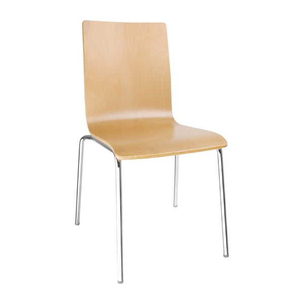 Bolero Side Chair with Square Back in Natural - Steel Frame - Beech Veneer