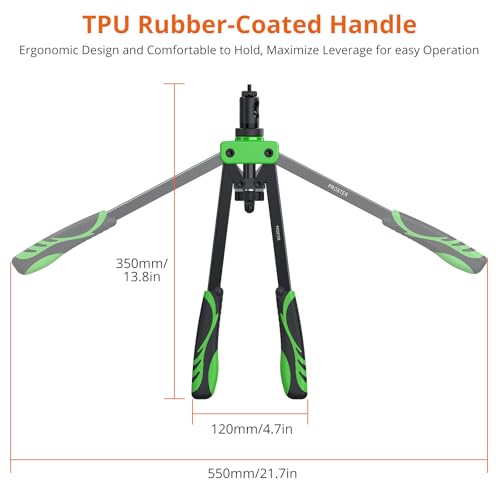 Proster Rivet Nut Tool 14" Heavy Duty Hand Rivet Nut Gun with 6pcs Metric Mandrels 150 PCS M3 M4 M5 M6 M8 M10 Nut Riveter Nut Thread Setter Kit with Storage Box Green