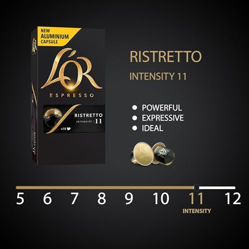 L'OR Espresso Ristretto Coffee Pods x10 Intensity 11 (Pack of 10, Total 100 Capsules)