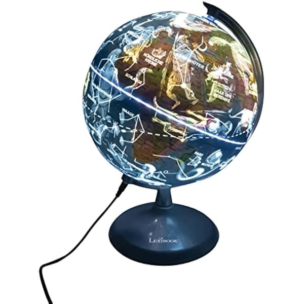 LEXIBOOK NLJ185DE Illuminated STEM 2 in 1 Day Globe Constellation Map at Night Blue/Black