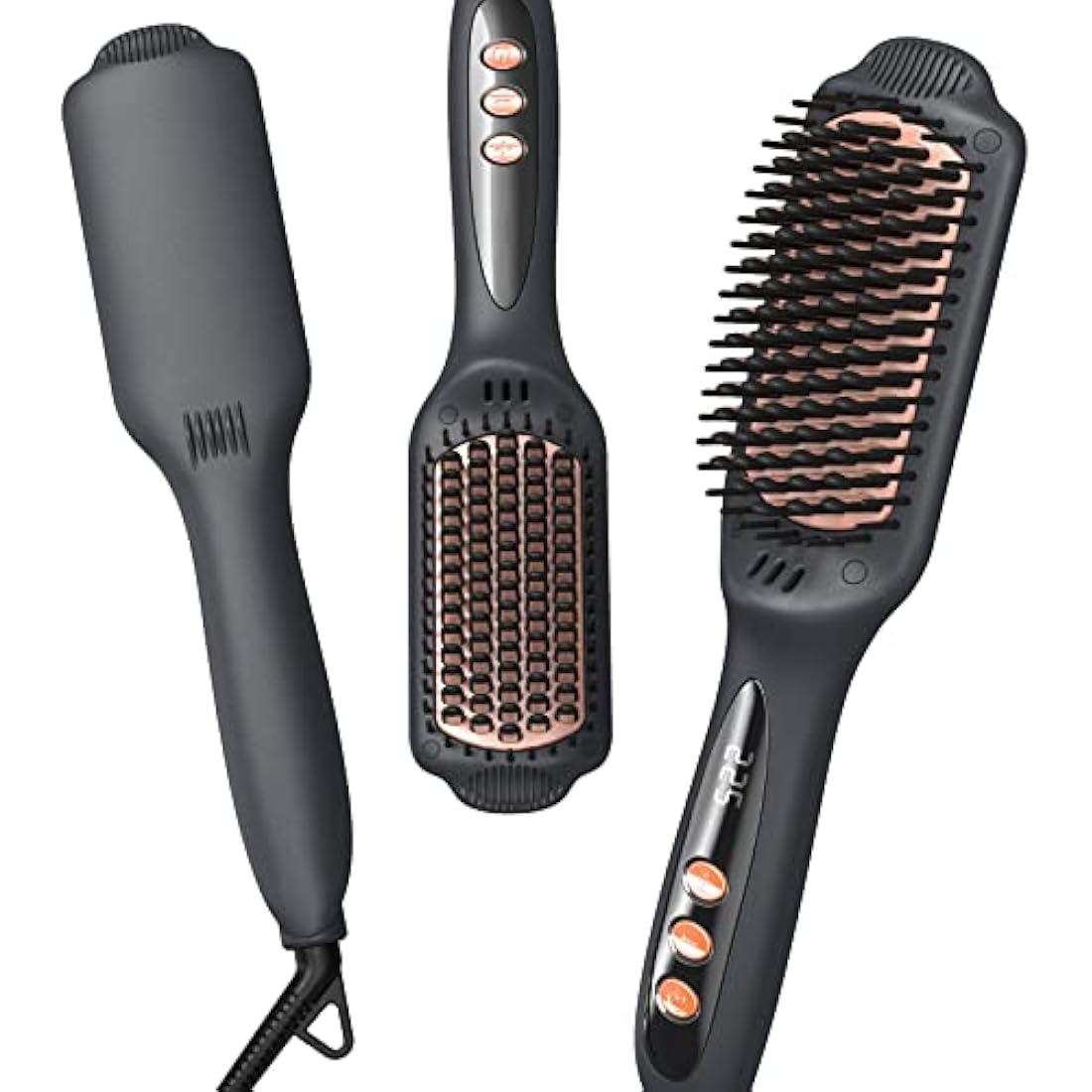 LANDOT Hair Straightener Brush Heated Straightening Brush: Negative Ion Ceramic Hot Hair Brush Straightener for Smooth Frizz-Free Hair