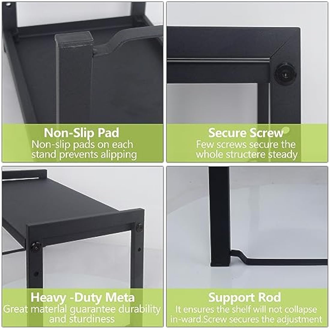 Goodsnetic Expandable Cabinet Shelf 13.8~26"(L), Stackable Kitchen Counter Organizer, 33LBS Heavy Duty Riser, Countertop Storage Pantry shelf, Durable Metal Sink Shelf (Black L)