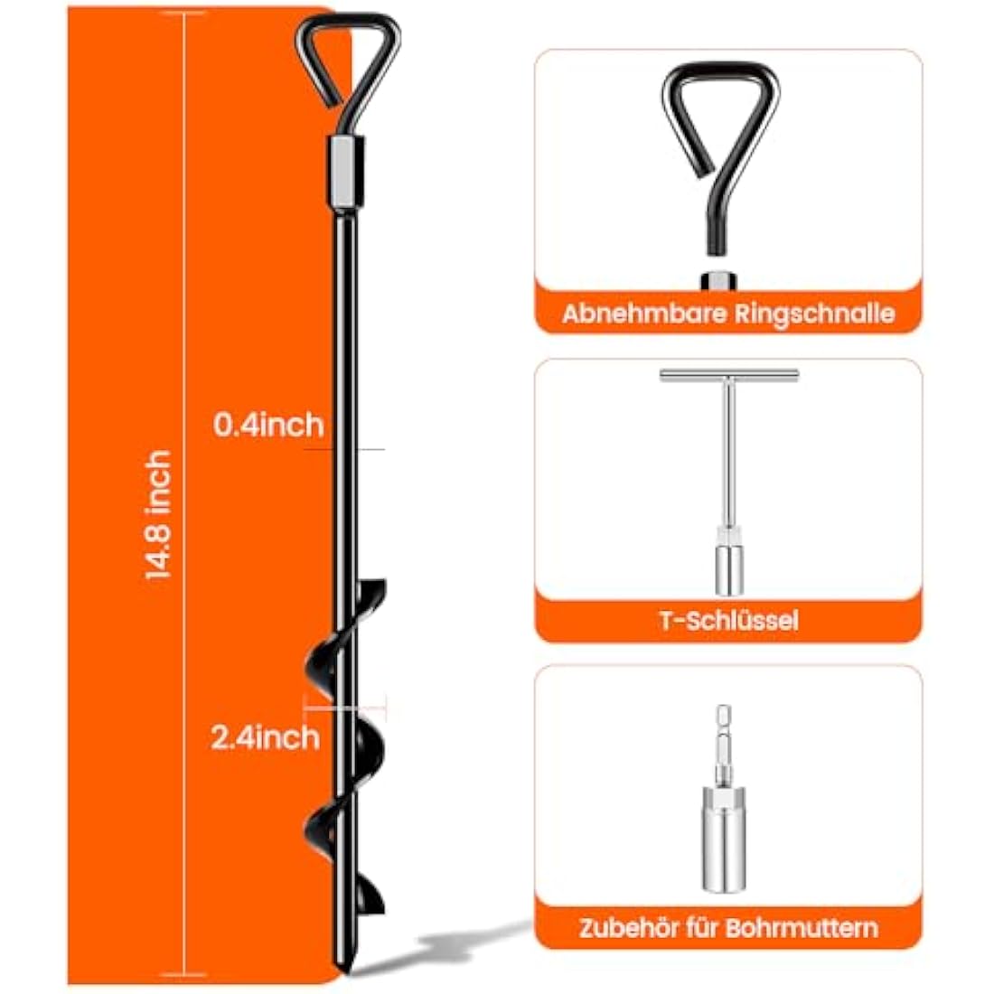 Ground Anchors Screw in Tent Pegs Heavy Duty Trampoline Pegs High Winds, Ground Anchors for Camping Tent, Canopies, Carports, Sheds, Swing Sets, Canopy Stakes Kit, Mobile Home Anchors (8)