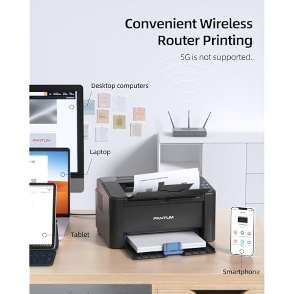 PANTUM P2500W/P2502W Wifi Black and White Laser Printer, Airprint, Single Function Small 22ppm Black