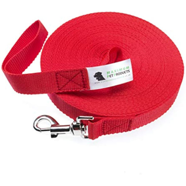 Maximum Pet Products Red Dog Training Lead 65ft/20m