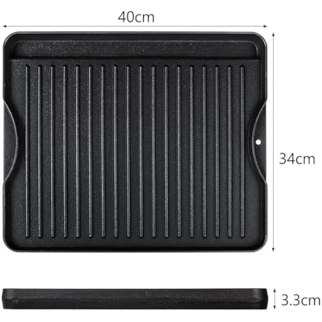 Denmay Cast Iron Griddle, 34 x 40 CM, Double-Sided Reversible Grill/Griddle Combo, Heavy Duty, Black, Rectangular, Griddle Plate for Campchef stoves