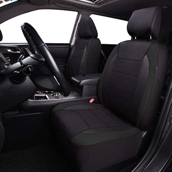 Flying Banner Gabardine Mesh Front Car Seat Covers Airbag Compatible Protector Universal for Most Car Truck Vans SUVs (Black)