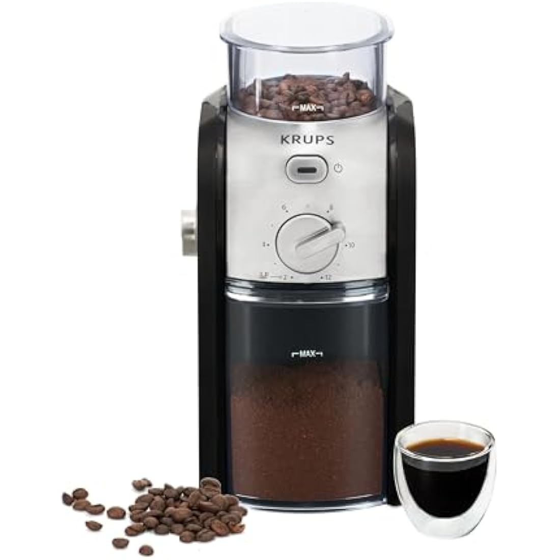 Krups Expert Burr, Automatic Coffee Grinder, Easy Clean, black&silver, GVX231