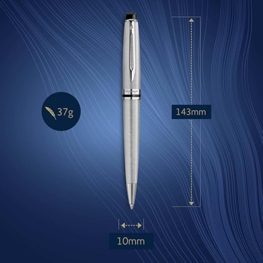 Waterman Expert Ballpoint Pen | Stainless Steel with Chrome Trim, Medium Nib with Blue Ink Refill, Gift Box