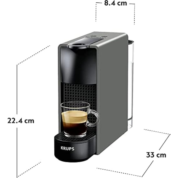 Nespresso Krups XN110BRD Essenza mini coffee capsule machine | 0.6 L | 19 bar | energy saving mode | grey | energy class A