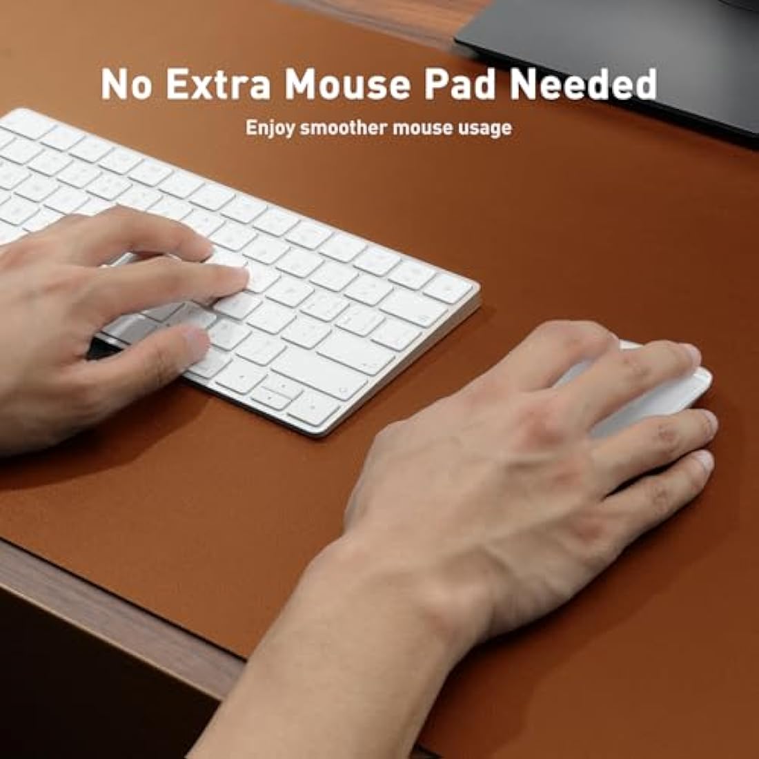 Leather Desk Pad Protector,Mouse Pad,Office Mat,Non-Slip PU Blotter,Laptop Pad,Waterproof Writing for Office and Home (80cm x 40cm, Brown)