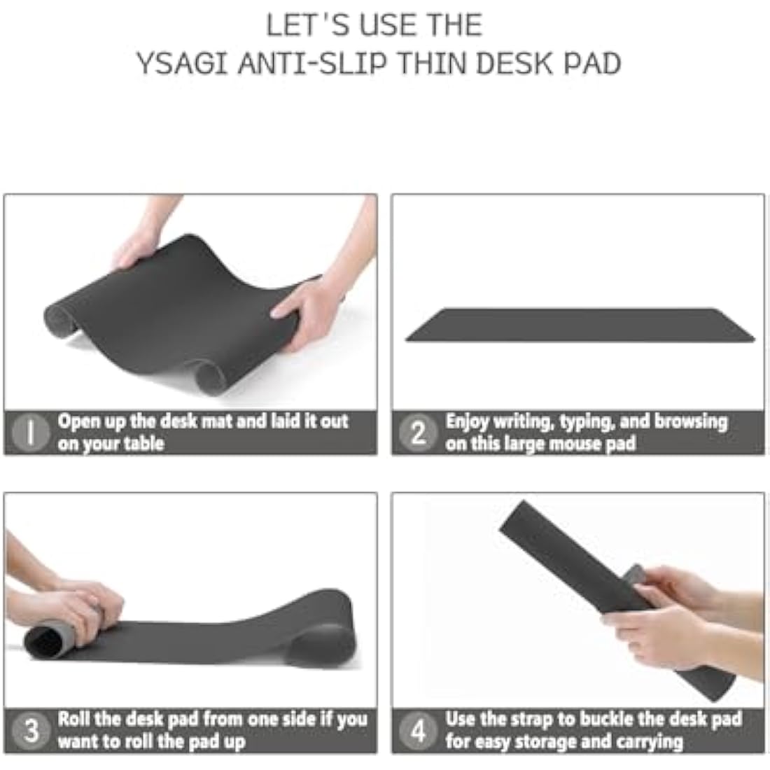 YSAGi Non-Slip Desk Pad, Waterproof PVC Leather Desk Table Protector, Ultra Thin Large Mouse Pad, Easy Clean Laptop Desk Writing Mat for Office Work/Home/Decor (80 x 40 cm, Dark Gray)