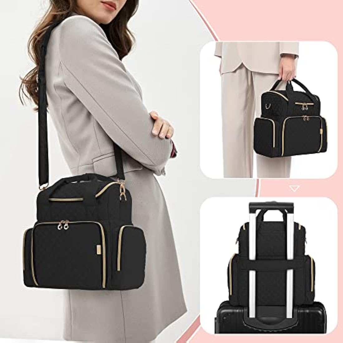 Luxja Nail Polish Organiser Hold 48 Bottles and a Nail Lamp, Nail Polish Case with 2 Removable Bags and Tools Storage Pockets (Patented Design), Black